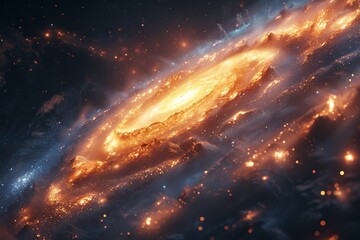 Wall Mural - a spiral galaxy with a bright yellow center