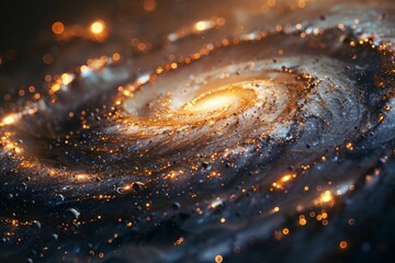 Wall Mural - a spiral galaxy with a bright yellow center
