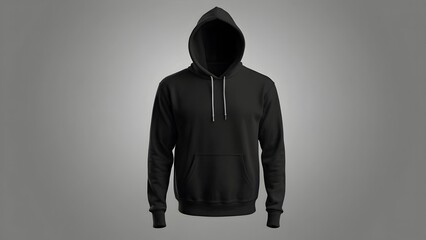 Blank black hoodie template. Hoodie sweatshirt long sleeve with clipping path, hoodie for design mockup for print, isolated on white background.