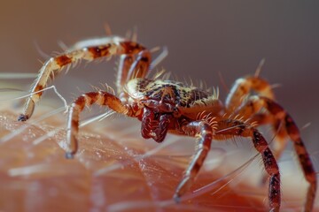 A close-up shot of a spider on a human's skin, highlighting the creepy crawliness