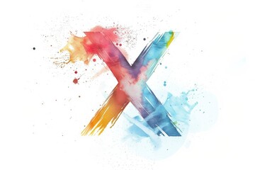 Wall Mural - A single letter X painted in watercolor style against a white background