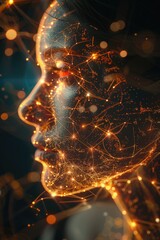 Poster - A woman's face with bioluminescent markings