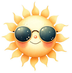 A smiling sun with sunglasses, representing sunny days.