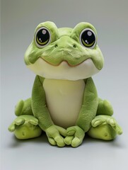 Wall Mural - A green frog is sitting on a white background