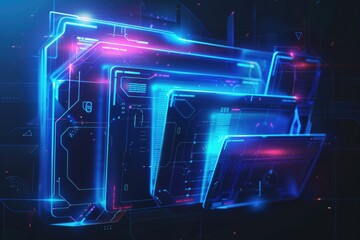 Poster - A computer screen with neon lights
