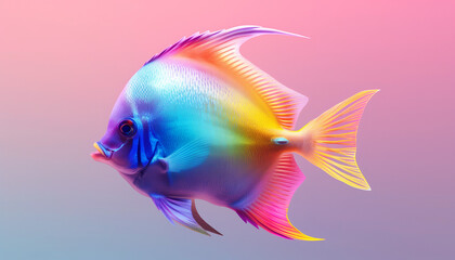 A vibrant tropical fish with rainbow hues