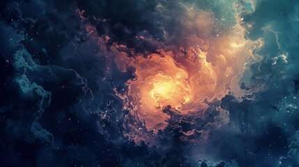 Wall Mural - a colorful galaxy with a yellow star in the center