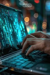 Poster - A person sitting at a desk typing away on their laptop computer