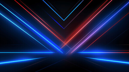 Wall Mural - Lights and stripes moving fast on dark background, futuristic technology colorful background