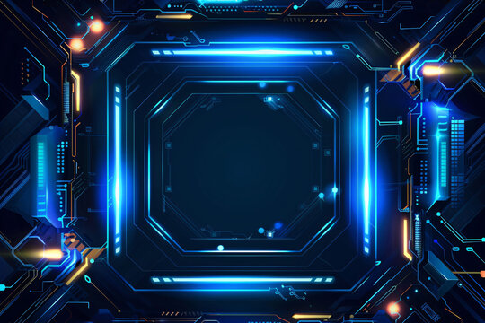3D rendering of sci-fi stretch background with geometric tunnel and neon lines, 3d rendering concept illustration