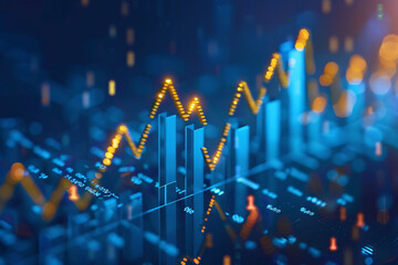 Wall Mural - Fintech curve chart background, business data graph concept illustration