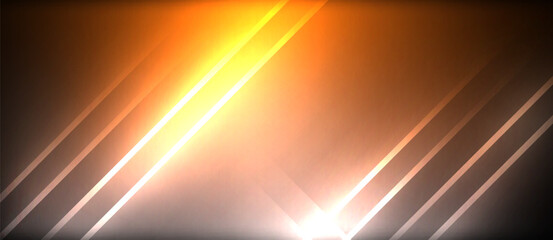 Aufkleber - Neon glowing circle rays, light round lines in the dark, planet style neon wave lines. Energetic electric concept design for wallpaper, banner, background