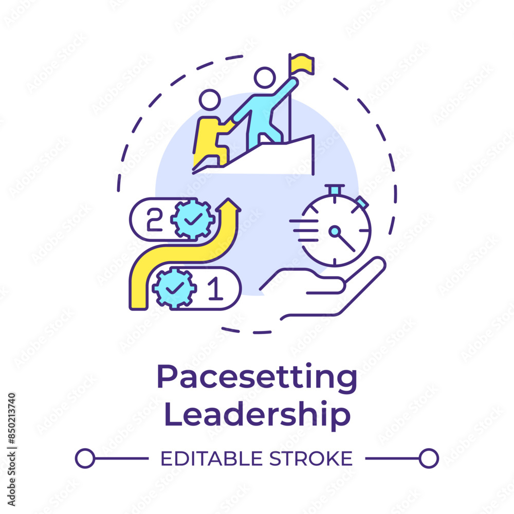 Pacesetting leadership multi color concept icon. Workflow organization ...