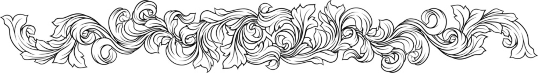 Canvas Print - A filigree heraldic heraldry pattern band vine deign element