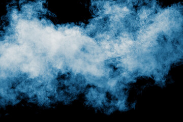 Wall Mural - Blue smoke isolated black background