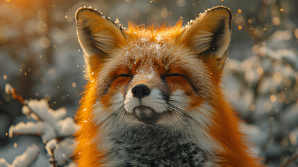 Contented Fox in the Snow