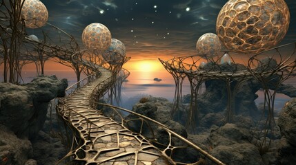 Wall Mural - Web of virtual pathways