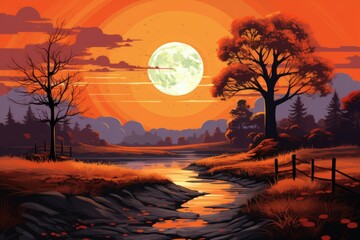 Canvas Print - Harvest moon - Generative AI