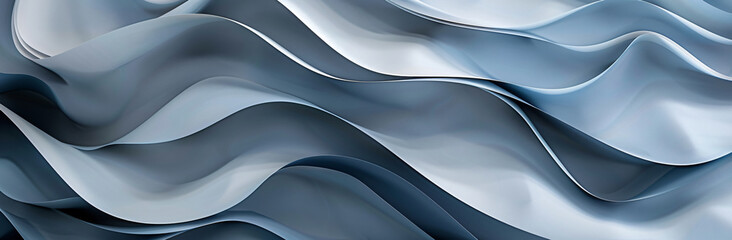 Poster - Abstract background with wavy lines in gray and blue colors, creating an elegant design for presentation or banner.