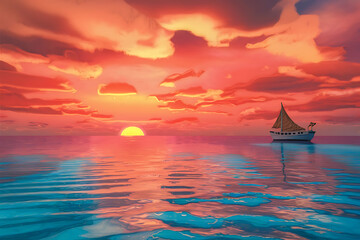 Wall Mural - sunset over the sea