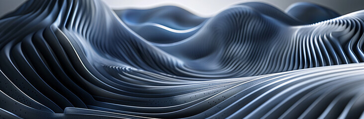 Poster - Abstract background with gray and blue lines, a light silver color scheme, wavy curves in the style of digital art, 
