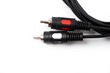 © Pavlo - RCA 3.5 jack cord long black color, shot on a white background.