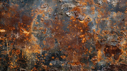 Poster - Close-up of a rusty metal surface with grunge texture and oxidation patterns