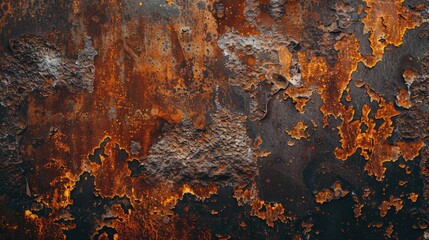 Poster - Close-up of a rusty metal surface with grunge texture and oxidation patterns