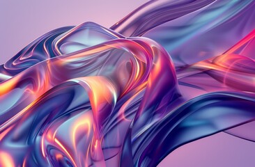 Vivid and flowing holographic neon curved wave with intense, vibrant colors, creating a dynamic and futuristic abstract design with a fluid, glossy appearance