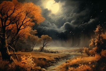 Wall Mural - Autumn storms - Generative AI