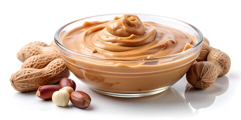 Wall Mural - glass bowl of peanut butter and peanuts