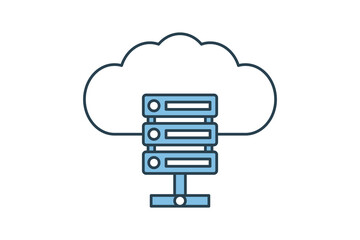 Poster - Server upload icon. icon related to cloud computing. suitable for web site, app, user interfaces, printable etc. flat line icon style. simple vector design editable