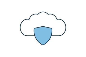 Poster - Cloud security upload icon. icon related to cloud computing. suitable for web site, app, user interfaces, printable etc. flat line icon style. simple vector design editable