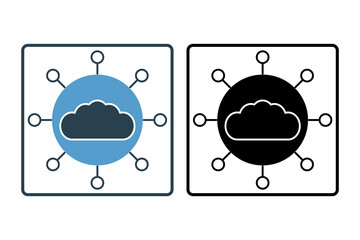 Poster - Cloud network icon. icon related to cloud computing. suitable for web site, app, user interfaces, printable etc. solid icon style. simple vector design editable