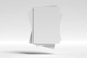 floating display Shown on blank paper isolated with gray background. Poster mock-up paper, A4 portrait white paper. 