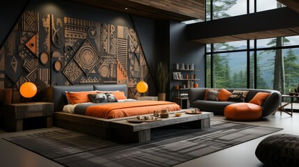 Wall Mural - Boho chic wallpaper with tribal patterns