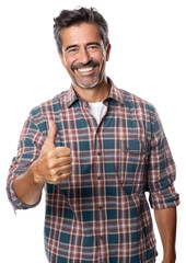 Sticker - PNG Mexican man showing thumb up laughing clothing finger.