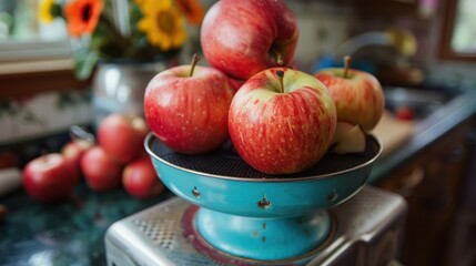 Apples on a kitchen scale