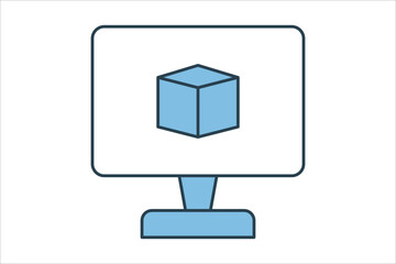 Fototapete - Virtual machine icon. icon related to cloud computing. suitable for web site, app, user interfaces, printable etc. flat line icon style. simple vector design editable