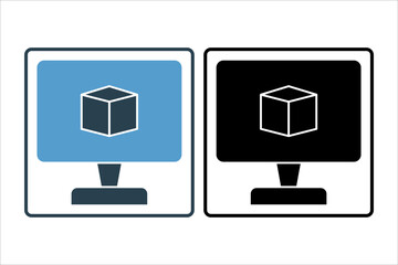 Fototapete - Virtual machine icon. icon related to cloud computing. suitable for web site, app, user interfaces, printable etc. solid icon style. simple vector design editable