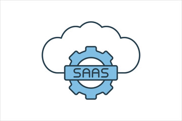 Poster - SaaS icon. icon related to cloud computing. suitable for web site, app, user interfaces, printable etc. flat line icon style. simple vector design editable