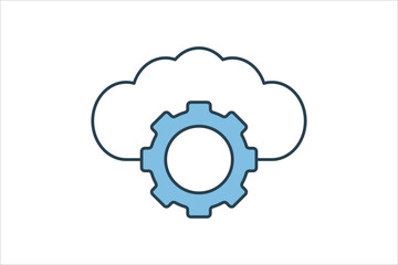 Poster - Cloud computing icon. icon related to cloud computing. suitable for web site, app, user interfaces, printable etc. flat line icon style. simple vector design editable