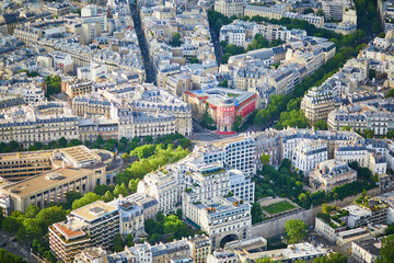 Wall Mural - Aerial view of the city roofs in Paris, France.