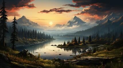 Wall Mural - Serene landscapes in natural beauty