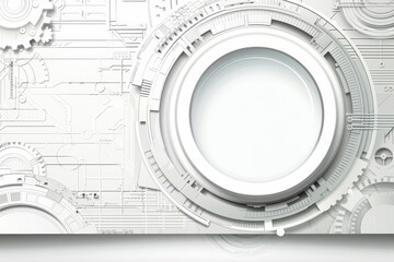 Fototapete - Abstract futuristic design in white, showcasing advanced technology and dynamic data structures in a modern, high-tech visualization, Generative AI