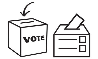 Wall Mural - Democratic Vote and Ballot Box Icons. Election Participation and Voter Decision Symbols.