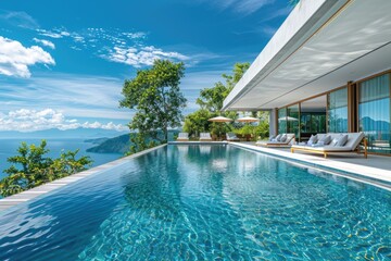 Wall Mural - Luxury villa and outdoor swimming pool