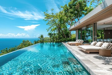 Wall Mural - Luxury villa and outdoor swimming pool