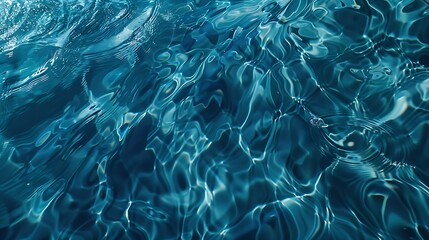 Poster - Transparent dark blue clear water surface texture with ripples and splashes Abstract summer banner background Water waves in sunlight with copy space Cosmetic moisturizer micellar tone : Generative AI