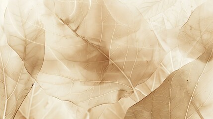 Poster - Nature abstract of flower petals beige transparent leaves with natural texture as natural background wide banner Macro texture neutral color aesthetic photo with veins of leaf botanica : Generative AI